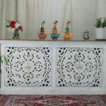 Four door Exquisite carved wood side board