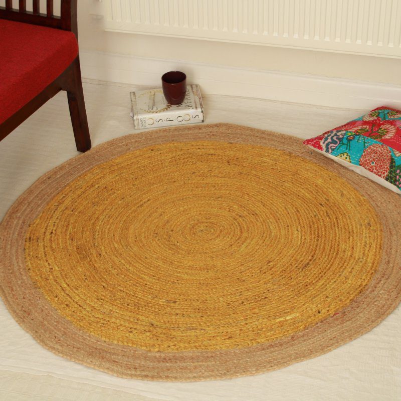 Round Jute Rug - Daffodil Exotica