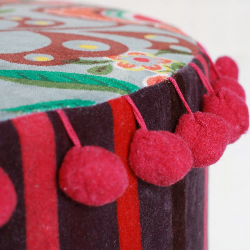 Upholstered foot stool/Ottoman/Pouffe - Daffodil Exotica